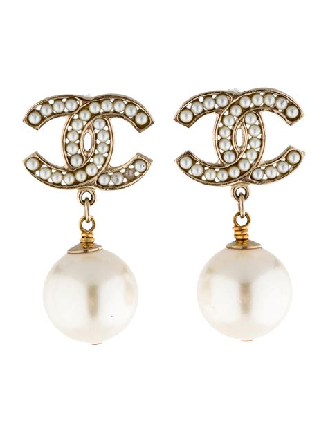 chanel pearl drop earrings|chanel earrings original.